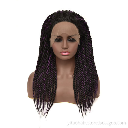 Crochet Twist Braids Soft Synthetic Jumbo Braid Women Hair Wig  Purple Black Long Wigs for Black Women